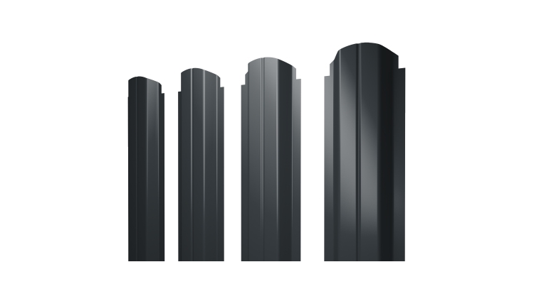 Штакетник П-образный А фигурный 0,5 Satin RAL 7016 антрацитово-серый
