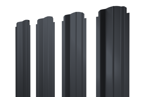 Штакетник П-образный B фигурный 0,4 PE RAL 7024 мокрый асфальт