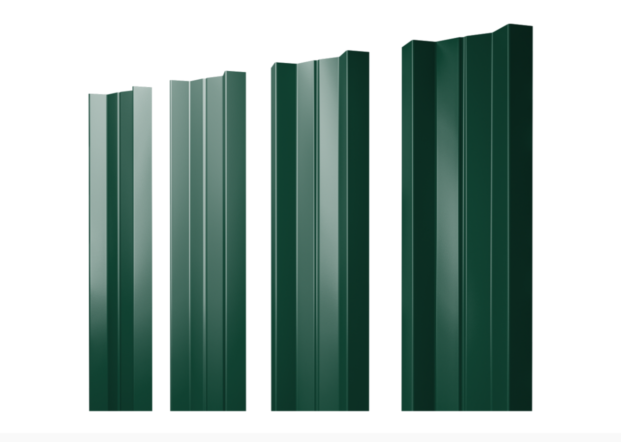 Штакетник М-образный A с прямым резом 0.5 Satin RAL 6005 зеленый мох