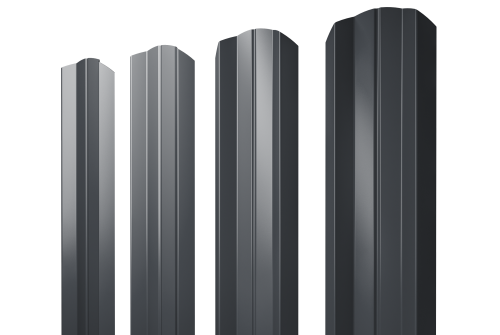Штакетник М-образный А фигурный 0,5 Satin RAL 7024 мокрый асфальт